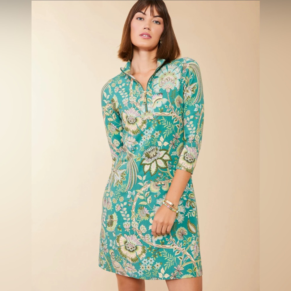 Nora half zip dress mystic moss bird size XXS